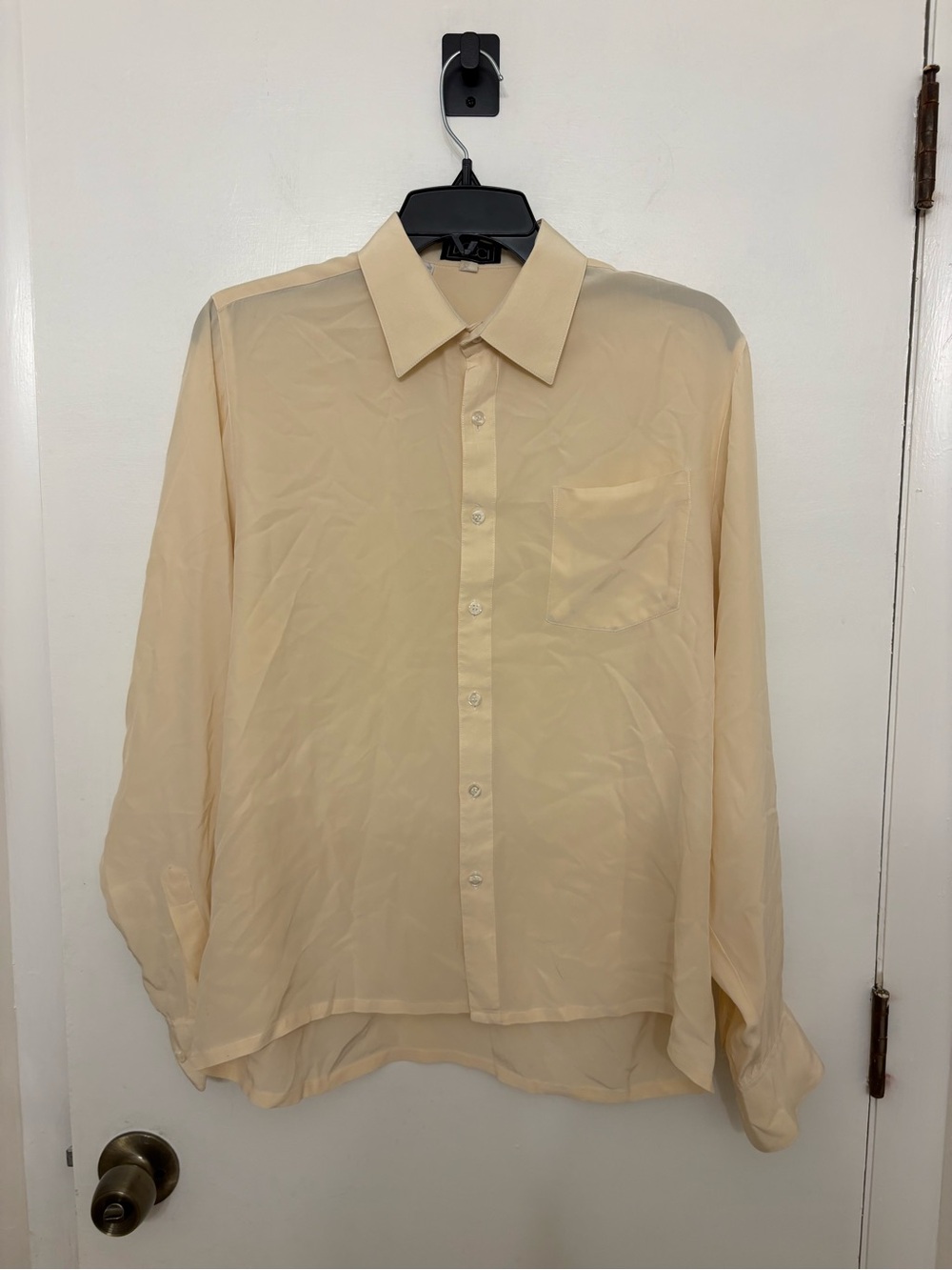 Vintage BOCCI Pure Silk Cream Collared Button Up Blouse Shirt Large